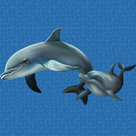 Mosaik motiv - Dolphin family